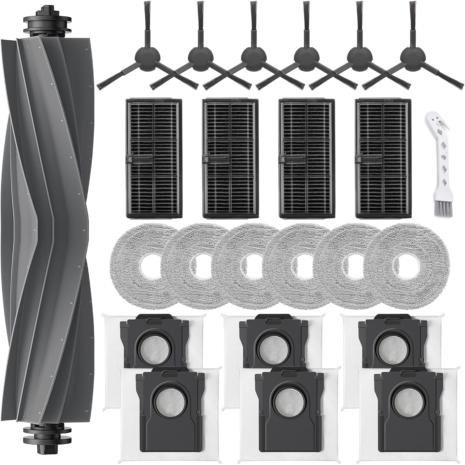 Zubehörset Für Saugroboter – 1 Hauptbürste, 6 Beutel, 4 Filter – Für Dreame L10s Pro Ultra Heat Und Mova E30 Ultra