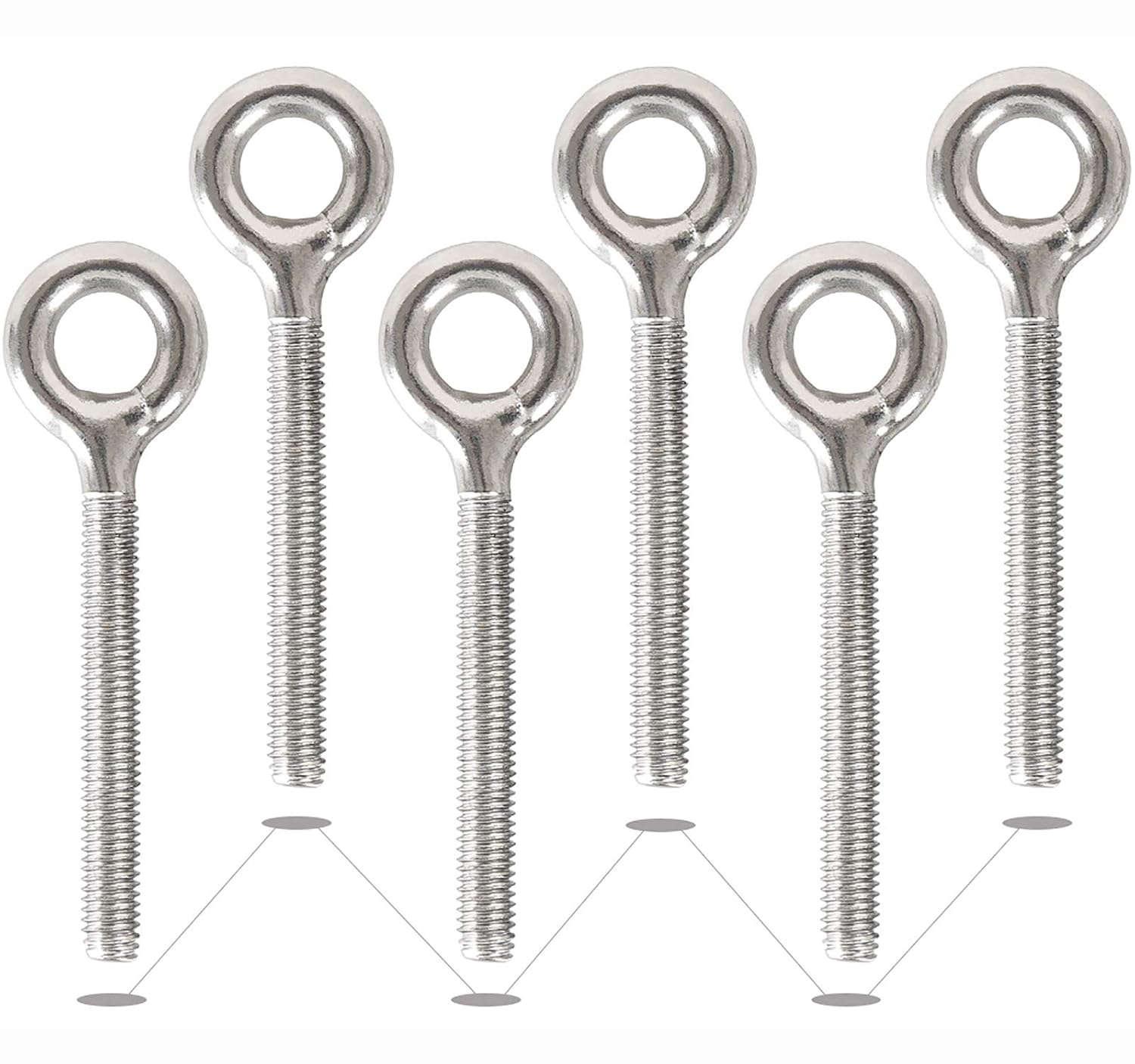 M10 Augenschraube – 6er-pack – Edelstahl 304 – Geschlossene Schweißnaht – Zum Befestigen Und Heben – 73-mm-gewinde