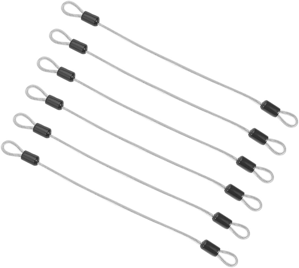 Sicherheitskabel – 6 Stück – Edelstahl – Doppelschlaufe – Fahrräder Und Gepäck – 30 Cm X 4 Mm