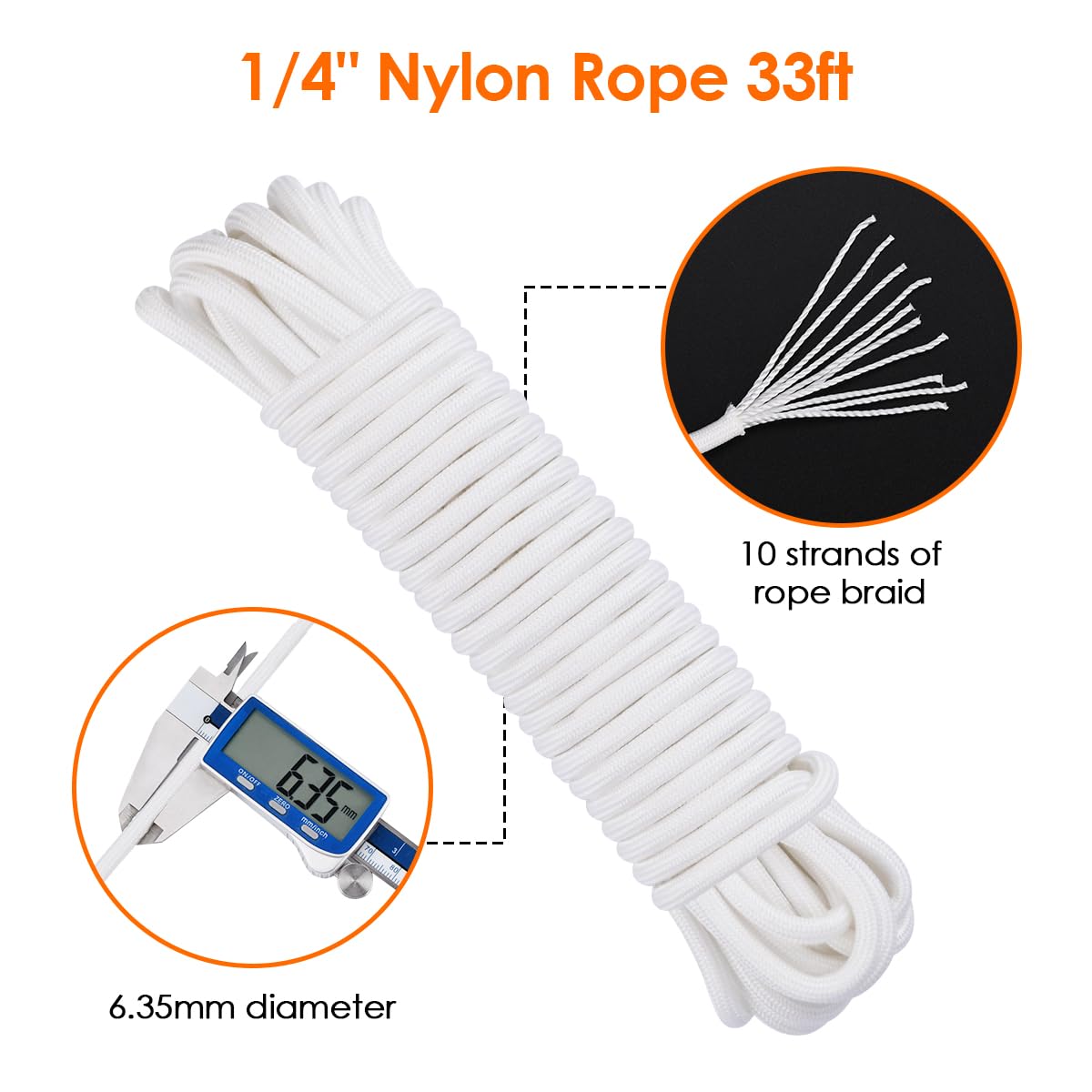 M25 Edelstahl-rollensatz – 2 Rollen – 6 Mm 10 M Nylonseil – Für Sonnensegel Und Seile