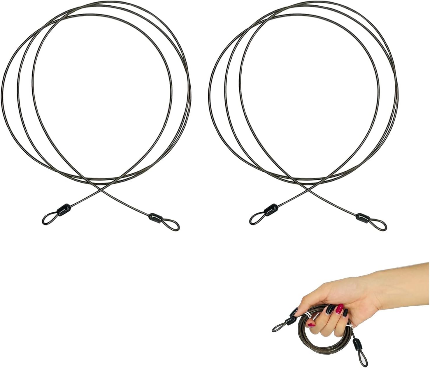 Sicherheitsseil – 2 Stück – Edelstahl – Doppelschlaufe – Fahrradgepäck, Garten – 2 M