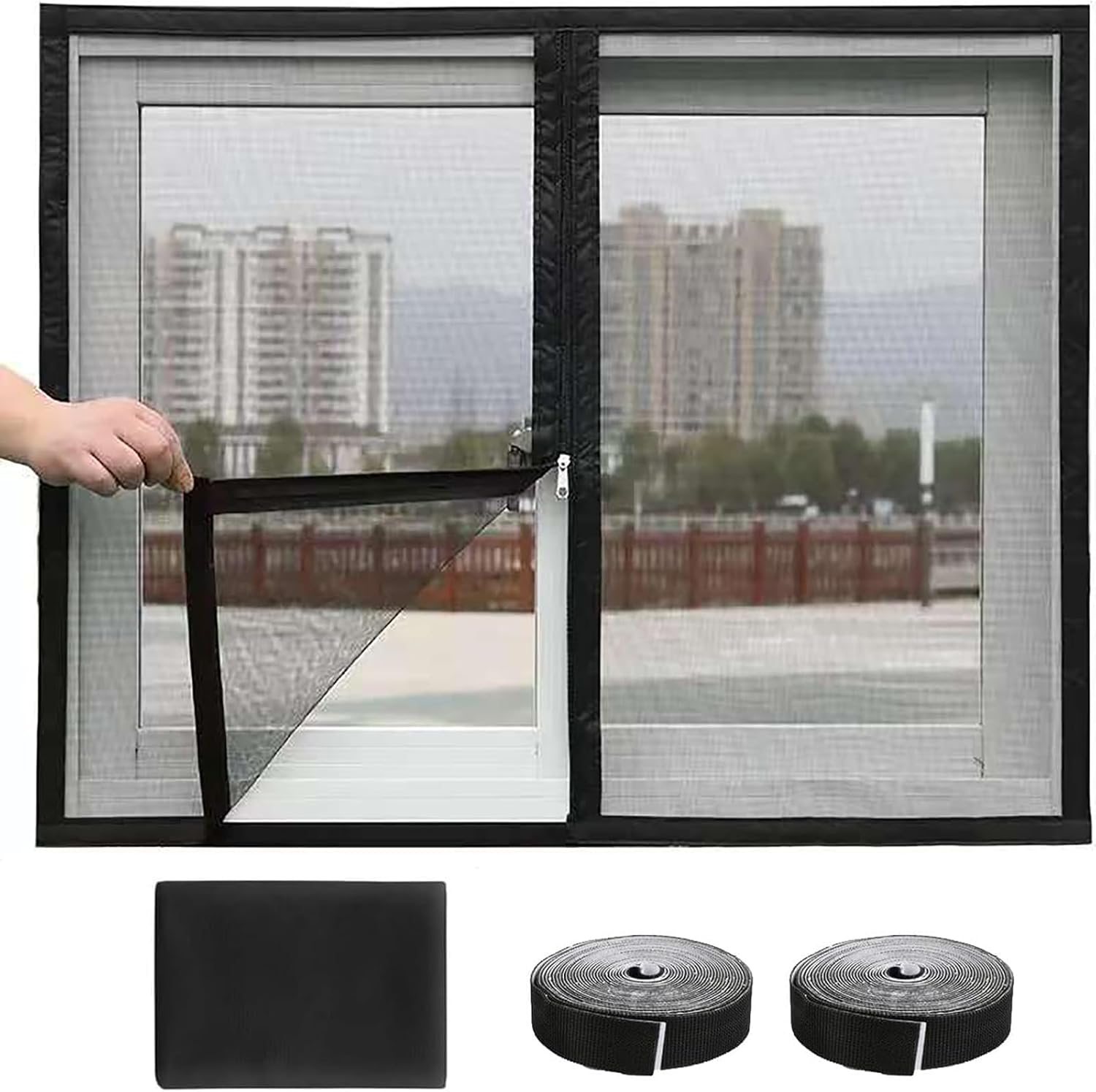 Fenster-moskitonetz 40 X 75 Cm – Zuschneidbares Polyestergewebe – Befestigung – Insektenschutz