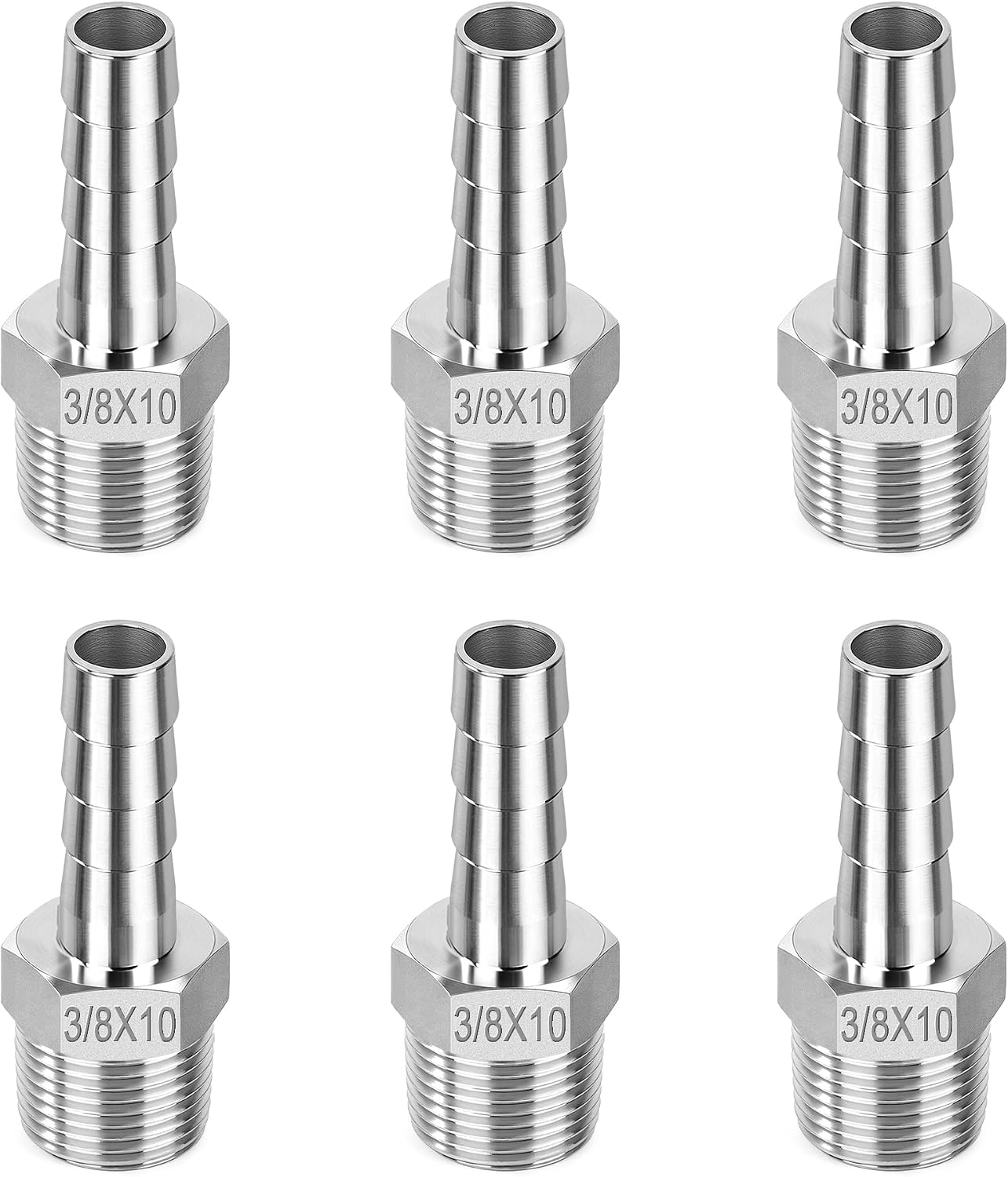 Schlauchanschluss – 6 Stück – Edelstahl – 10 Mm X G3/8 Außengewinde – Für Wasser, Luft, Öl