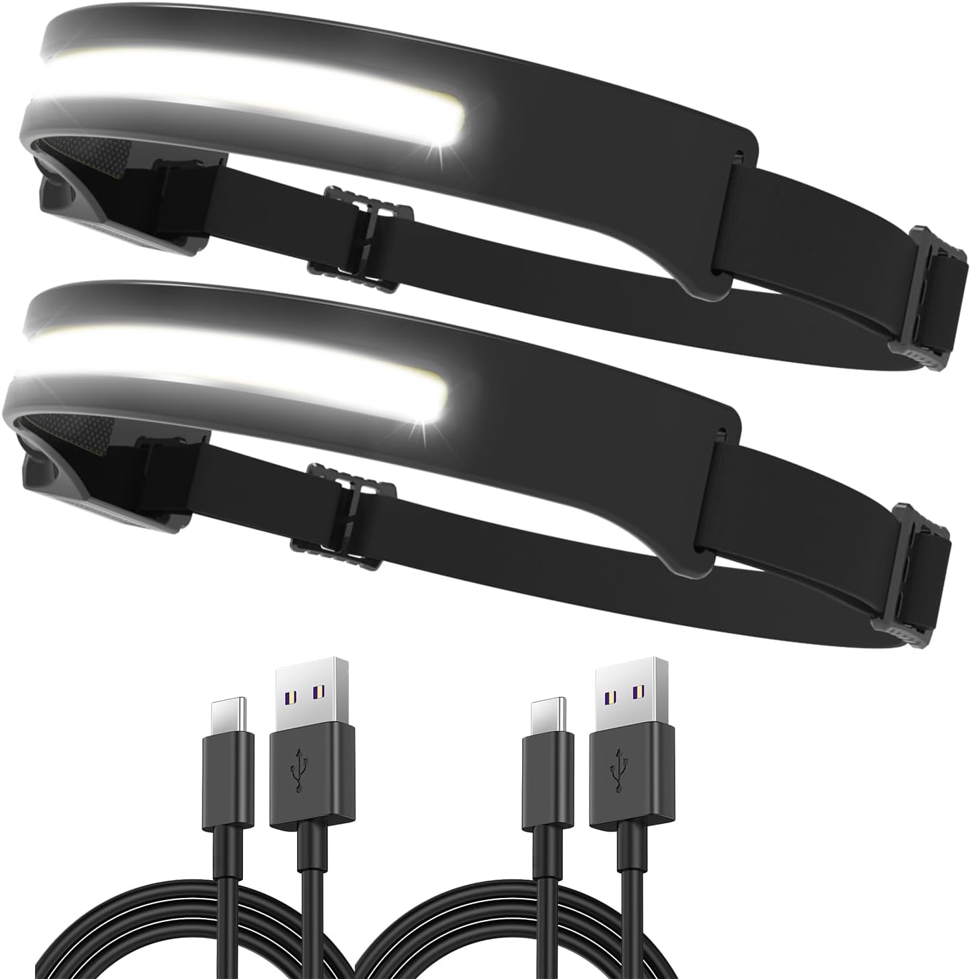 Led-stirnlampe – 2er-pack – Usb-aufladbar – 350 Lumen – Ipx4 Wasserdicht – Intelligenter Sensor – Für Camping Und Wandern