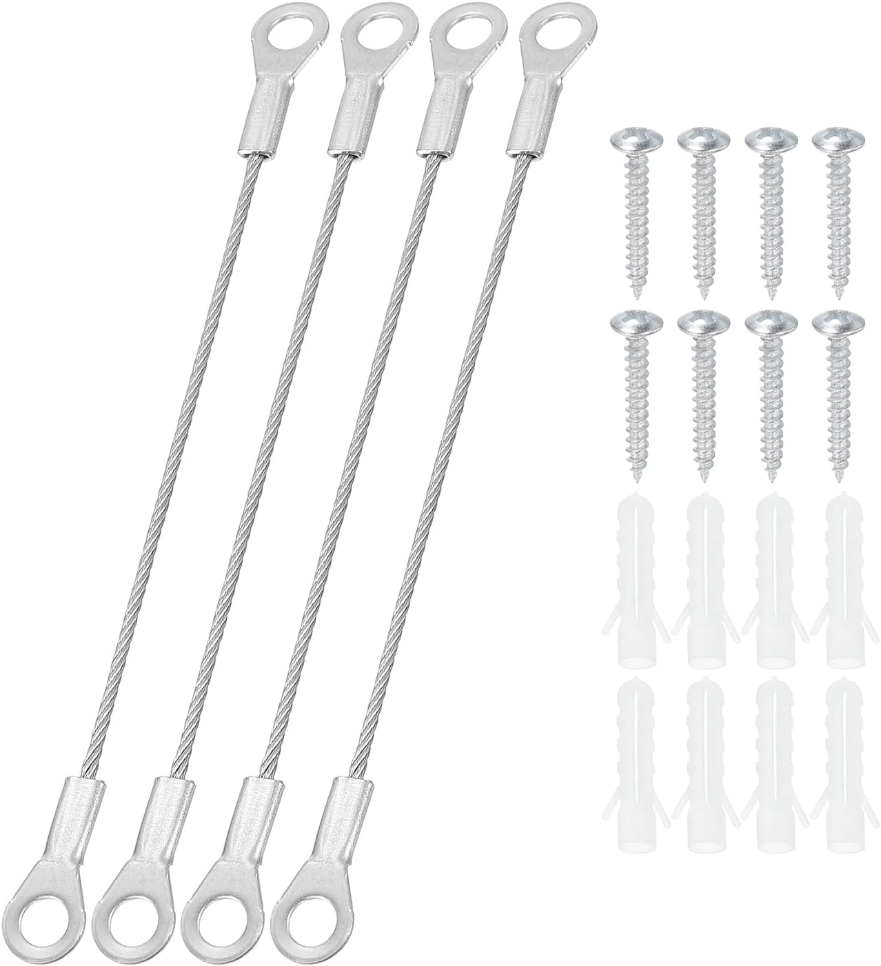 Sicherheitskabel – 4er-pack – Edelstahl 304 – Hängekabel Für Beleuchtung Und Dekoration – Inkl. Schrauben Und Dübel – 1,5 Mm X 10 Cm