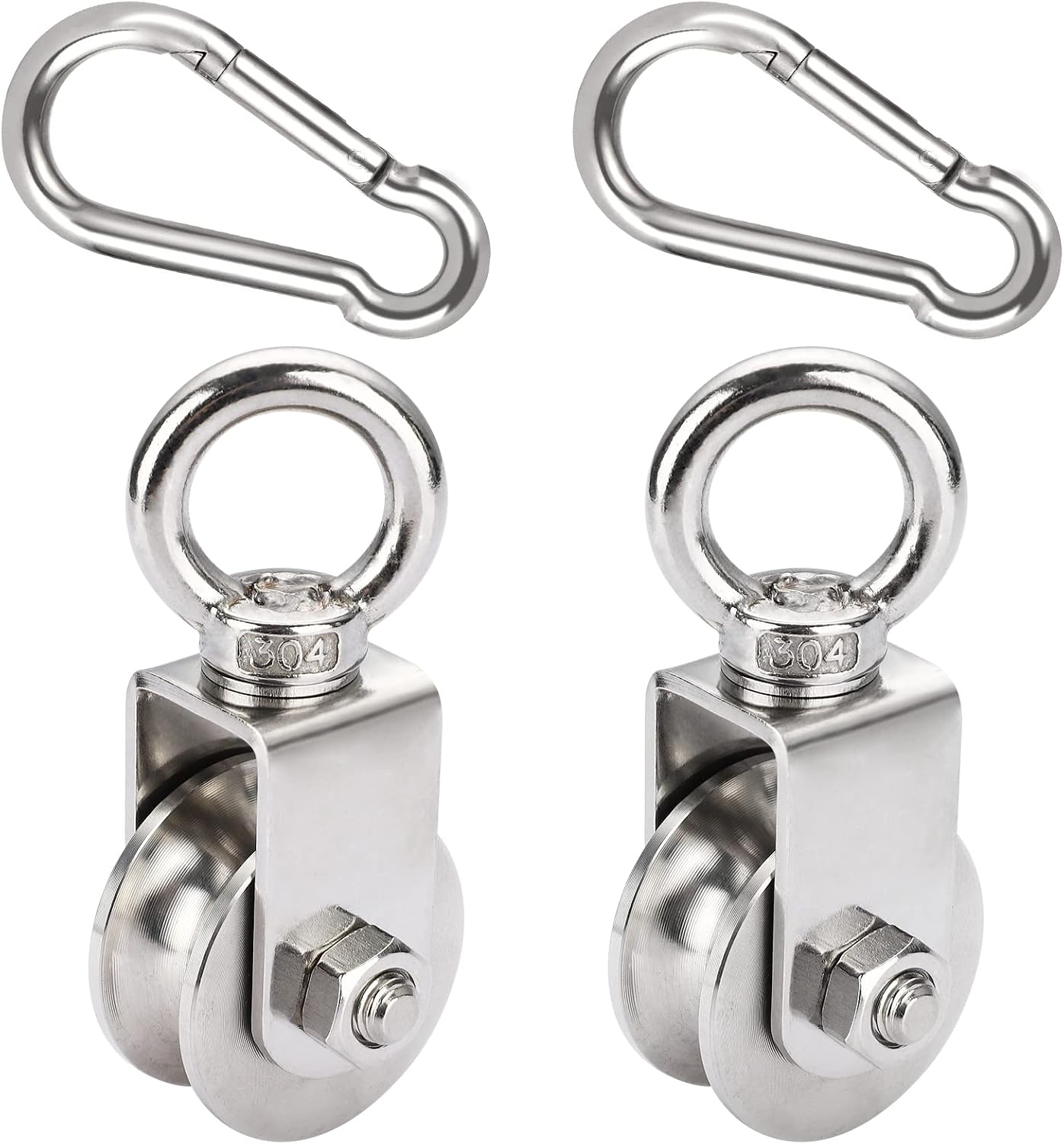 48-mm-edelstahl-seilrolle – 2er-pack – Tragkraft: 500 Kg – 360°-drehung – Für Hebe- Und Fitnessübungen