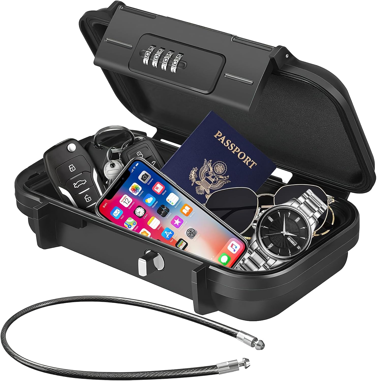 Tragbarer Safe – 1 Stück – Abs Und Legierung – 4-stelliges Zahlenschloss – Reisen, Camping, Büro – 23,5 X 14,1 X 5,8 Cm