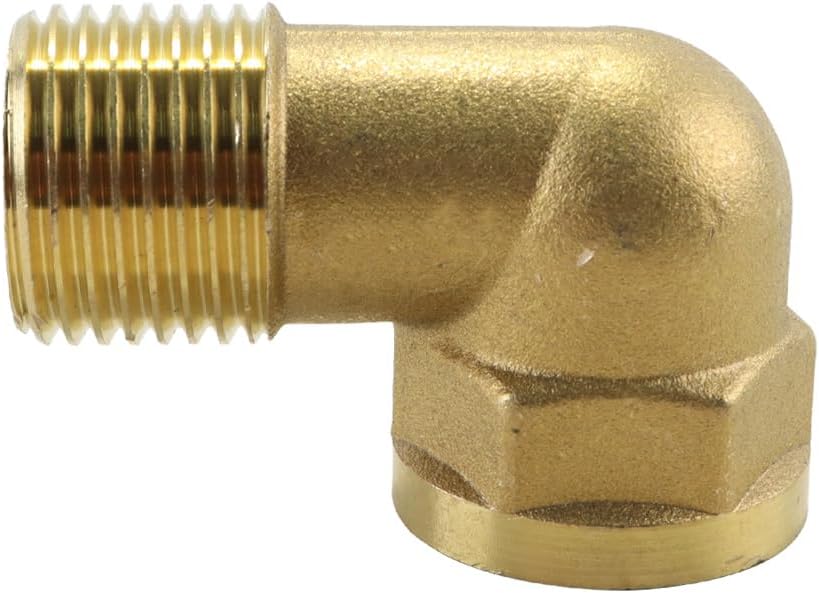 Messingwinkel – 1 Stück – Massives Messing – 1/2-zoll-außen- Und Innengewinde – Für Sanitärinstallationen Und Heizkörper – 46 X 33 Mm