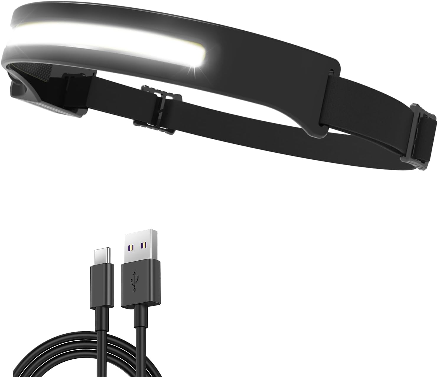 Wiederaufladbare Stirnlampe – 1 Stück – Cob- Und Xpe-leds – 5 Modi Und Sensor – Camping, Wandern, Radfahren – Ipx4 Wasserdicht