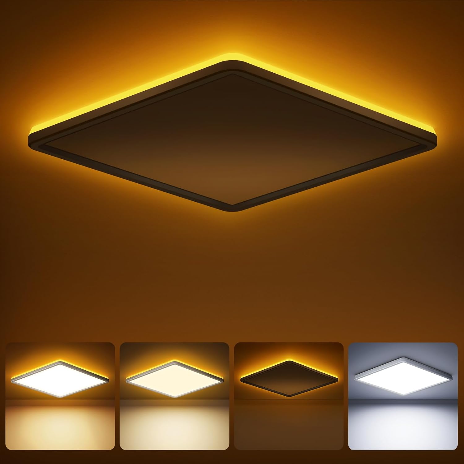 30 Cm Große, Quadratische Led-deckenleuchte (24 W) Mit Fernbedienung, Dimmbarem Licht Und 1800 K Nachtlichtfunktion, Ultradünnes Panel Für Wohn-/schlafzimmer