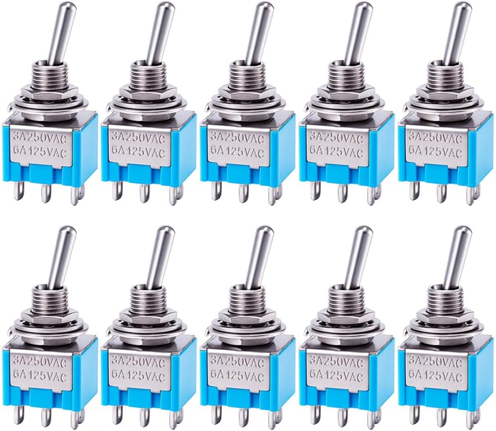 Packung Mit 10 Dpdt 6-pin 3-positionen-kippschaltern Mit Ein/aus-sperre Für Kfz-, Boots- Und Industrielle Schaltschränke