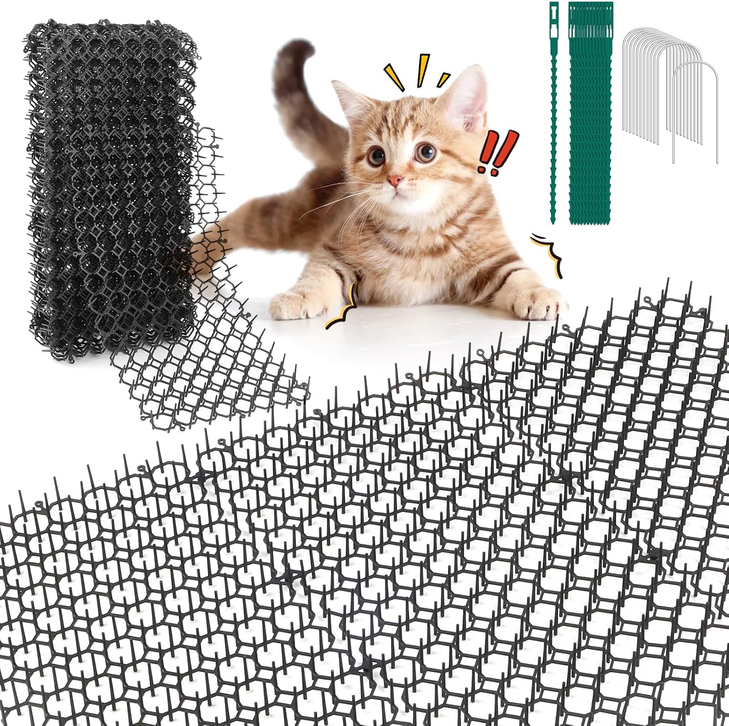 Katzenabwehrmatten, 15 Stück, 20 X 40 Cm, Polypropylen, Barriere Mit Weichen Spikes, Gartenschutz, Außenzaun