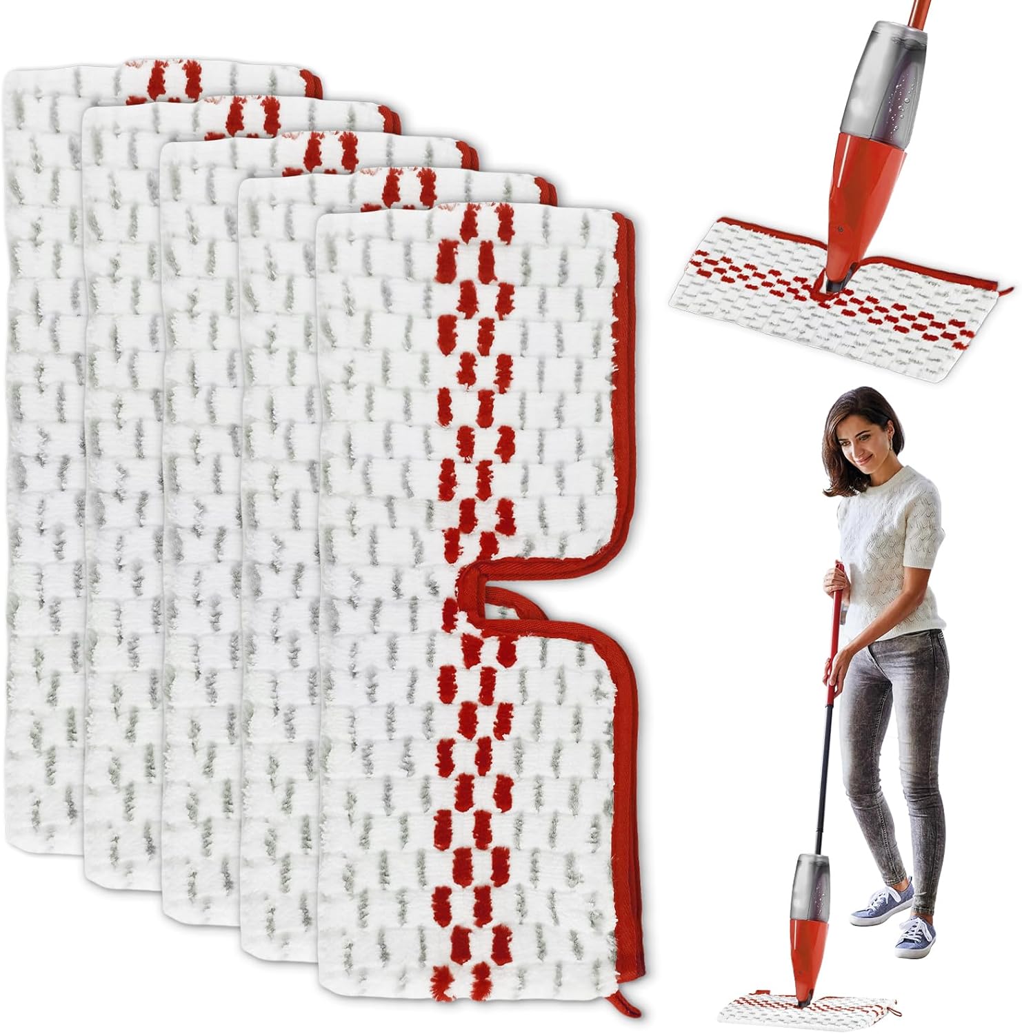 5 Mikrofaser-nachfüllpackungen Für Sprühmopps, Waschbar, 40 X 15,5 Cm, Doppelseitig Für Holz- Und Fliesenböden