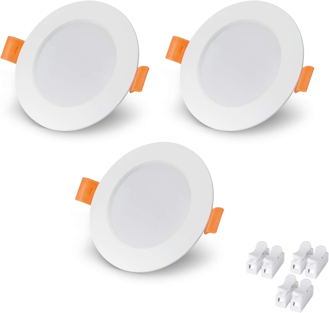 Runde Led-einbaustrahler, 6 W, Kaltweiß, 3er-pack, Flache Deckenleuchte, 430 Lm, Innenbeleuchtung Für Wohnzimmer Und Badezimmer