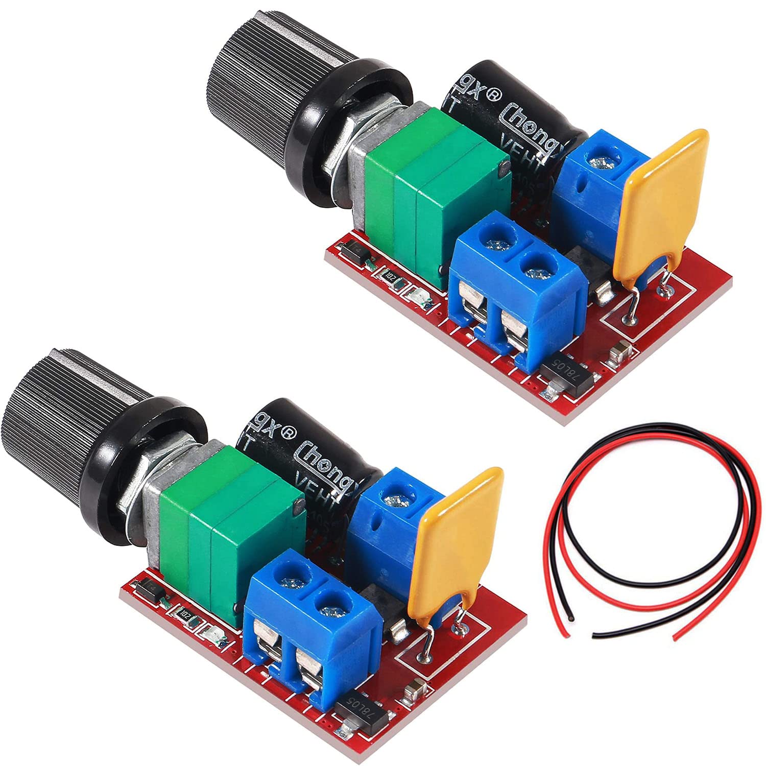 Set Mit 2 Mini 5a 3v-35v Pwm Dc-motorsteuerungen, Einstellbarer Drehzahldimmer Mit Led, Automatischer Sicherung Und Anzeige Für Diy-projekte