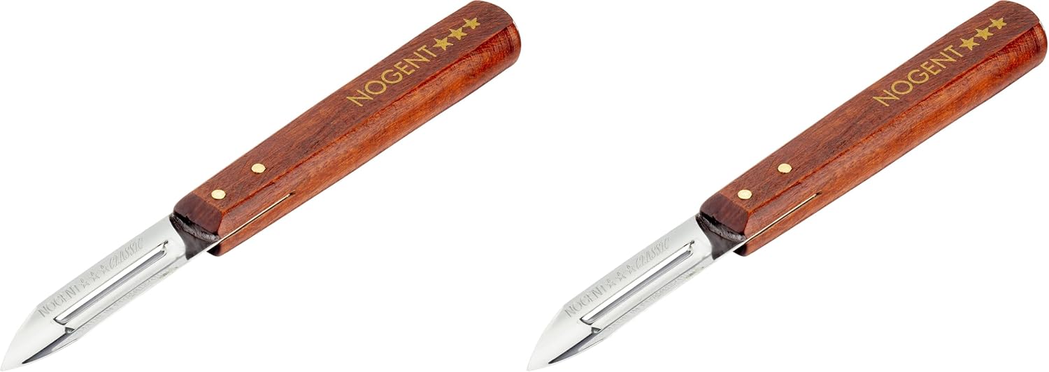 Sparschäler Aus Edelstahl Mit Kirschholzgriff, Geschärfter Klinge Und Abgeschrägter Spitze Für Den Täglichen Gebrauch, 2er-set