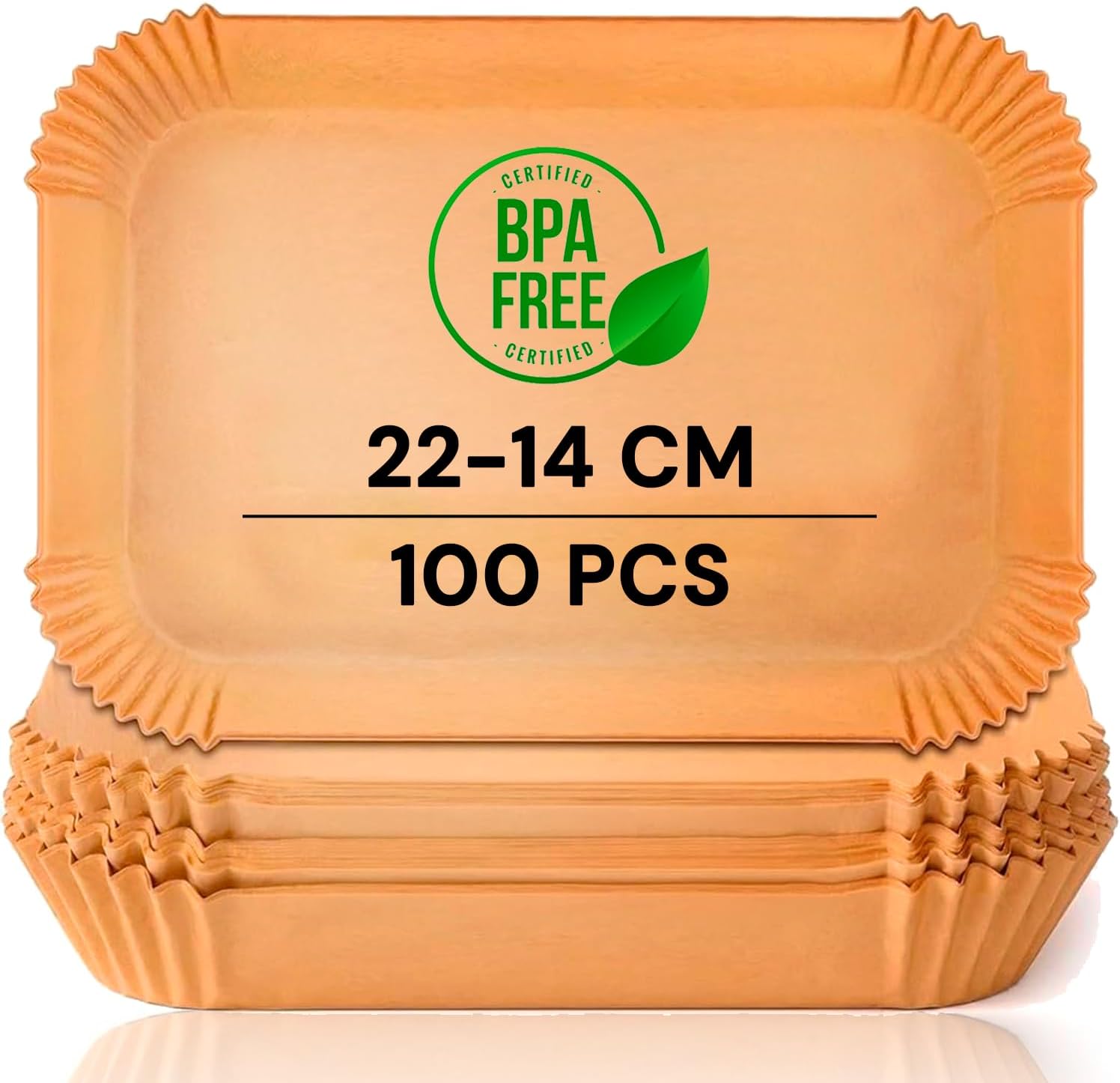 Rechteckiges Backpapier 14 X 22 Cm Für Heißluftfritteusen, 100 Stück, Bpa-frei, Antihaftbeschichtet Und Einwegprodukt, Ideal Für Backöfen Und Fritteusen Mit 5–8 Litern Fassungsvermögen