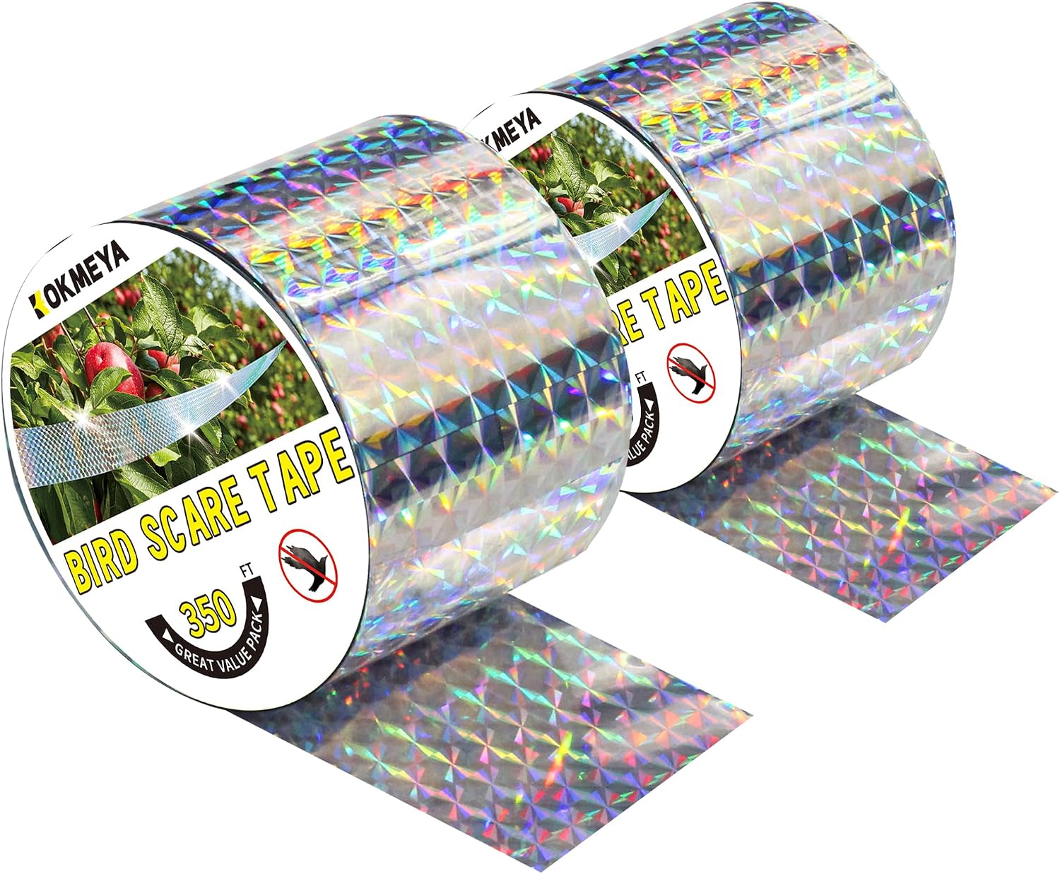 2er-pack Reflektierende Vogelabwehrbänder, 4,8 Cm X 105 M, Doppelseitig, Leuchtende Vogelscheuche Für Garten Und Haus