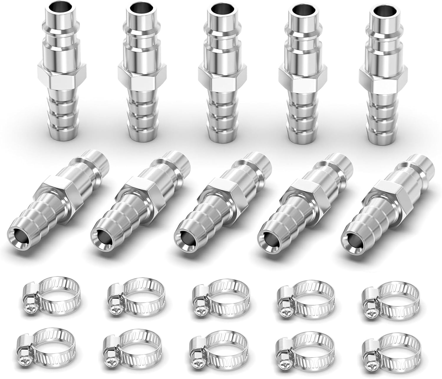 10 Stück Industrielle Druckluftkupplungen (männlich) Mit 6-mm-schlauchstange, Schnellkupplungen Aus Vernickeltem Eisen Für Kompressorschläuche