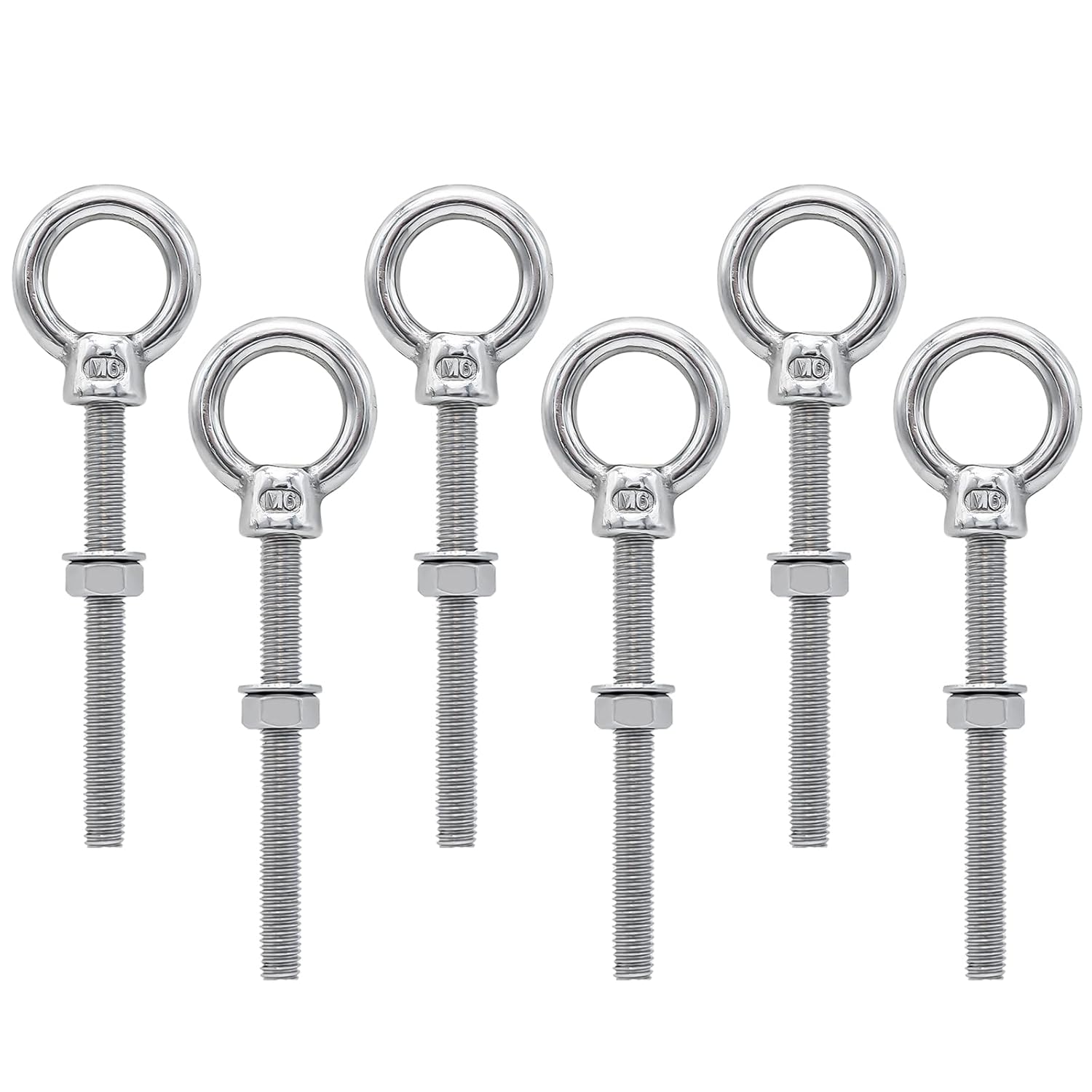 M6 X 60 Mm Augenschraube – 6er-pack – Edelstahl 304 – Robuste Befestigung Und Aufhängung – Für Den Innen- Und Außenbereich