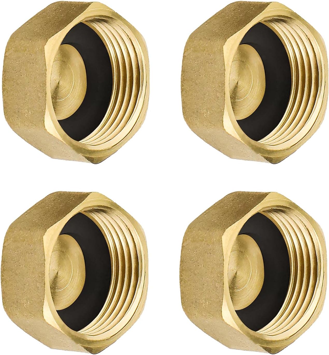4 Stück 3/4" Messing-waschmaschinenschlauchstopfen, Stopfenmutter Und Unterlegscheiben-schlauchverbinder