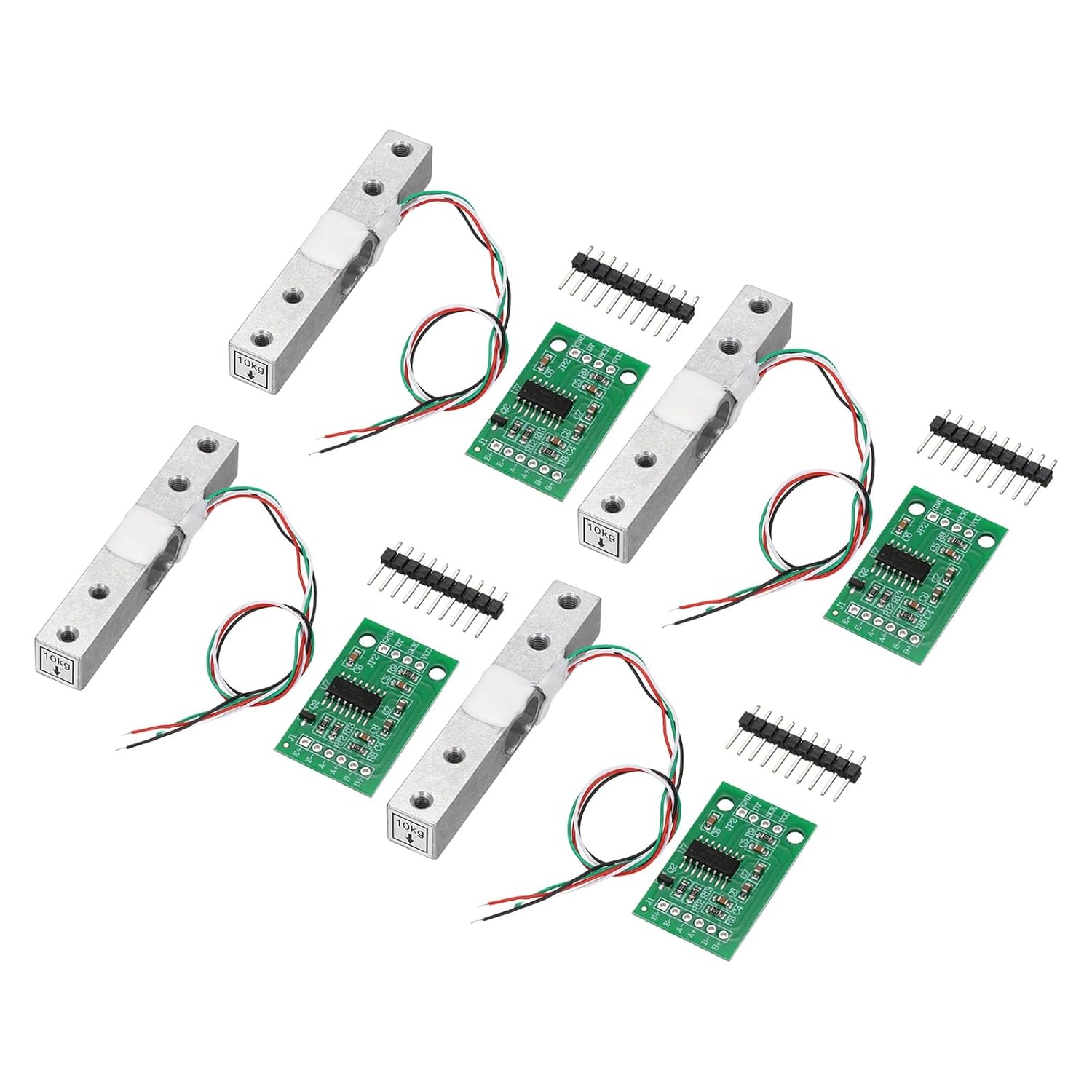 4-teiliges Set Digitaler Wägezellen (10 Kg) + Hx711 24-bit-genauigkeits-zweikanal-wägezellenmodul (20 X 33 Mm) Für Küchenwaagen