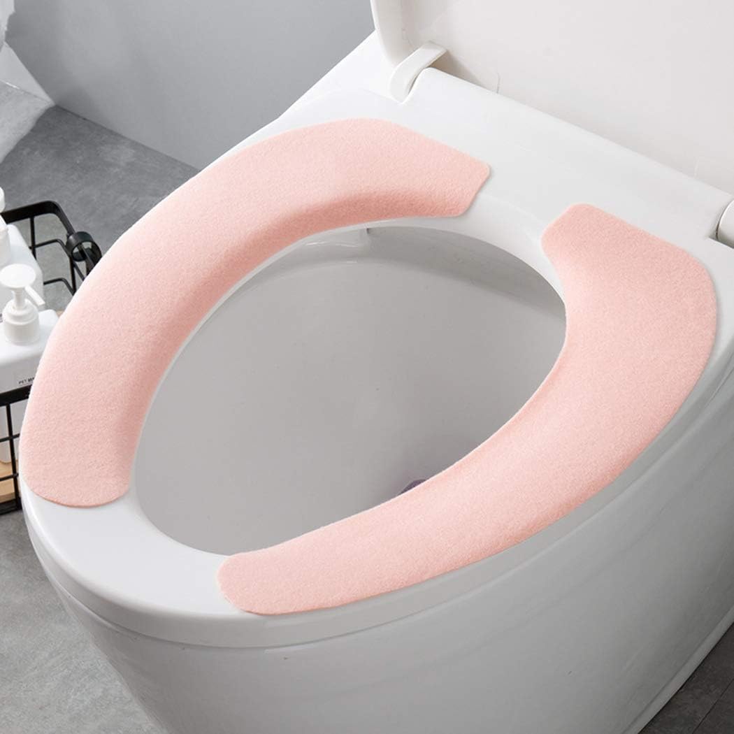 Wc-sitzbezug – 3er-set – Weicher Plüsch – Nicht Saugfähig – Universelle Ovale Form – Rosa