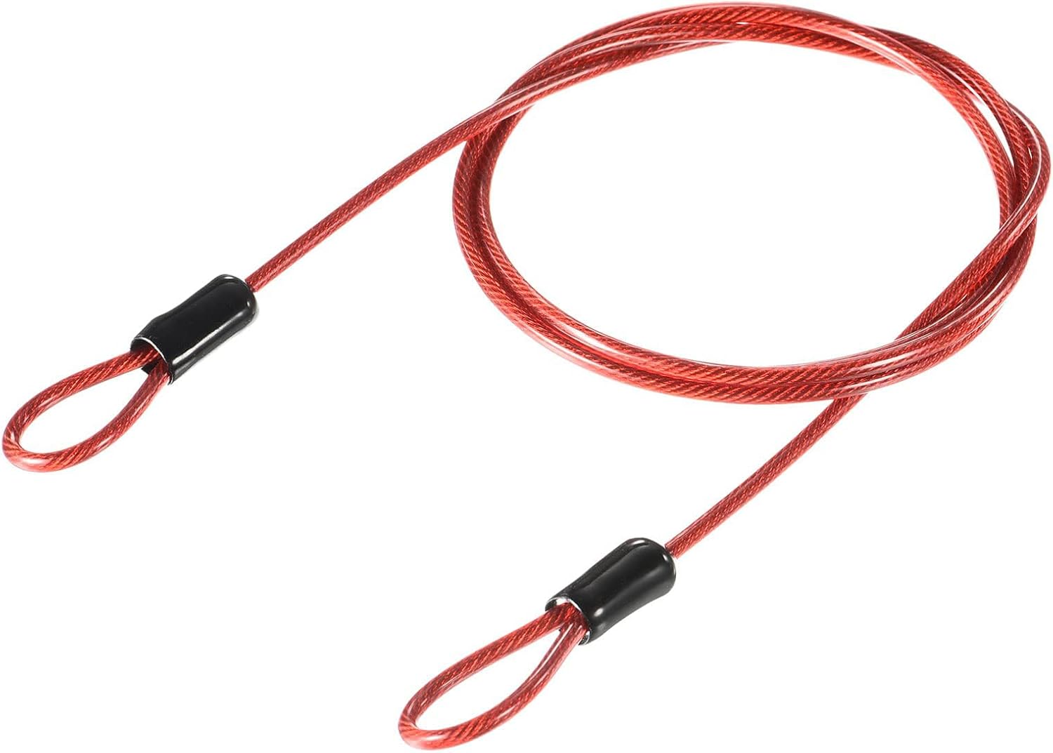 Sicherheitskabel – 1 Stück – Stahl Und Kunststoff – Flexible Doppelschlaufe – Für Fahrräder Und Gepäck – 2,5 Mm X 1 M Rot