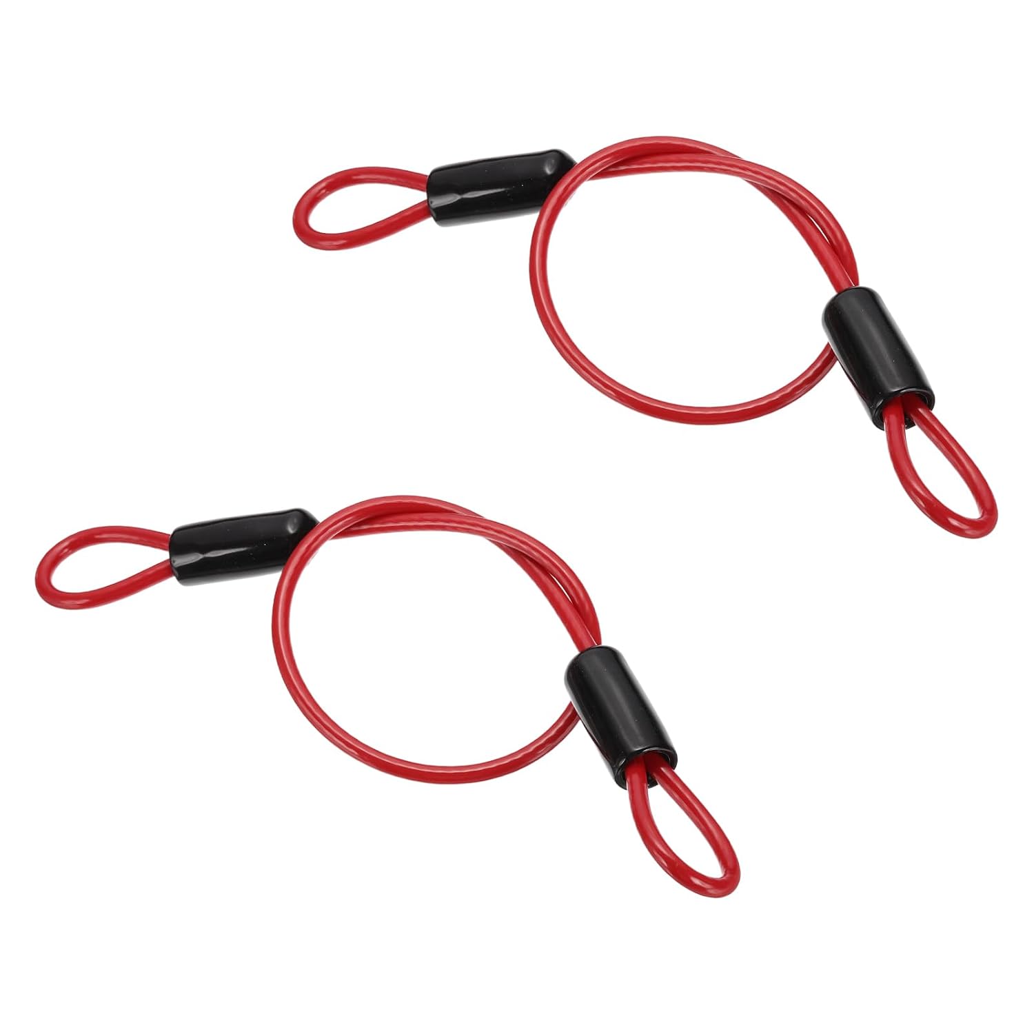 Sicherheitskabel – 2 Stück – Edelstahl Und Vinyl – Doppelschlaufe – Für Koffer Und Fahrrad – Rot, 50 Cm