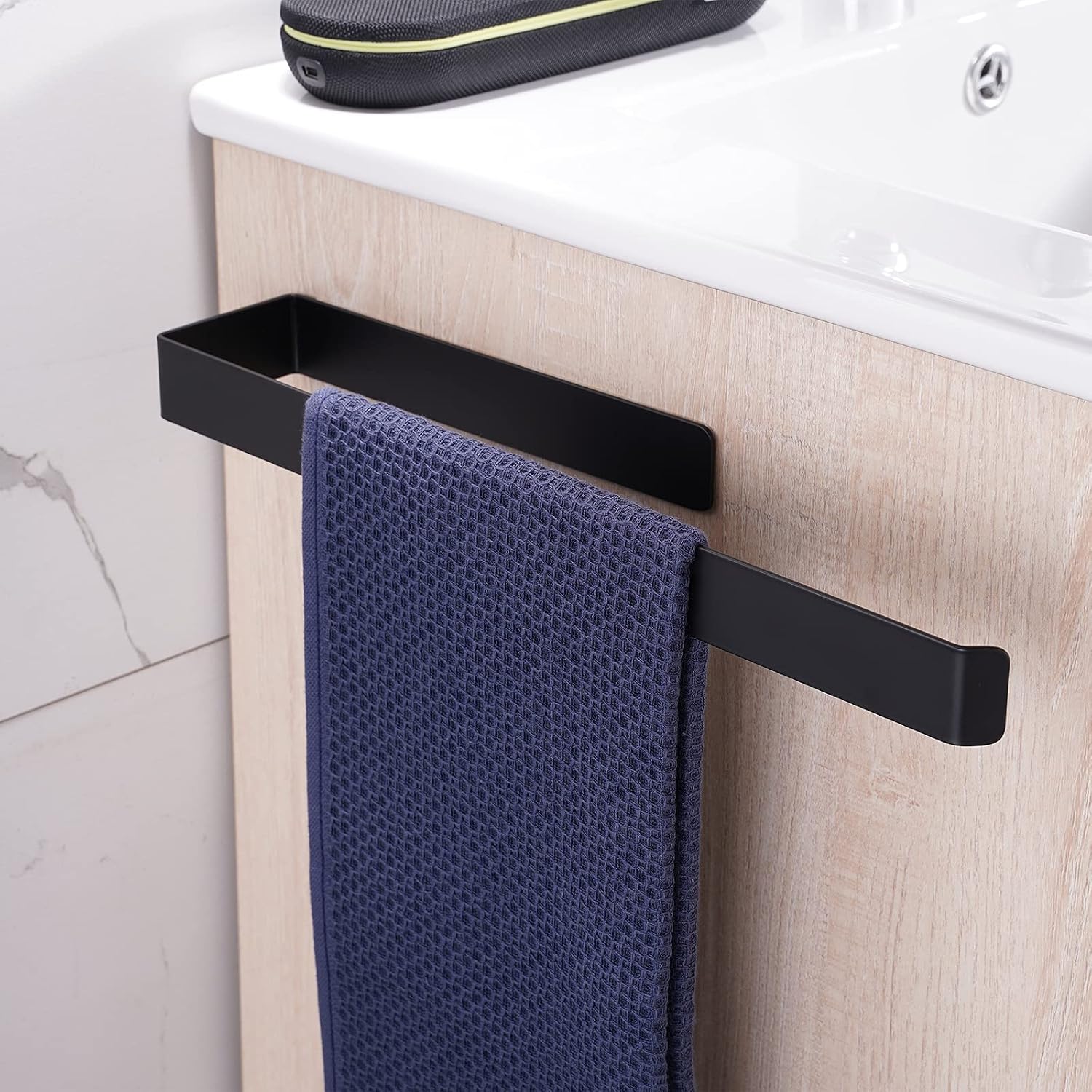 Handtuchhalter – 1-teilig – Edelstahl – Selbstklebend, Kein Bohren Erforderlich – Bad Und Küche – Schwarz