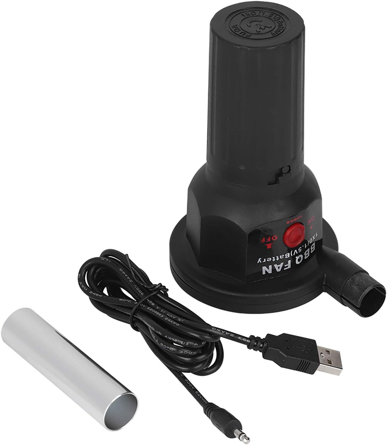 Grillgebläse – 1 Stück – Schwarzer Kunststoff – 5v Usb-betrieben – Für Grill Und Camping – 16,6 X 13,5 X 8 Cm