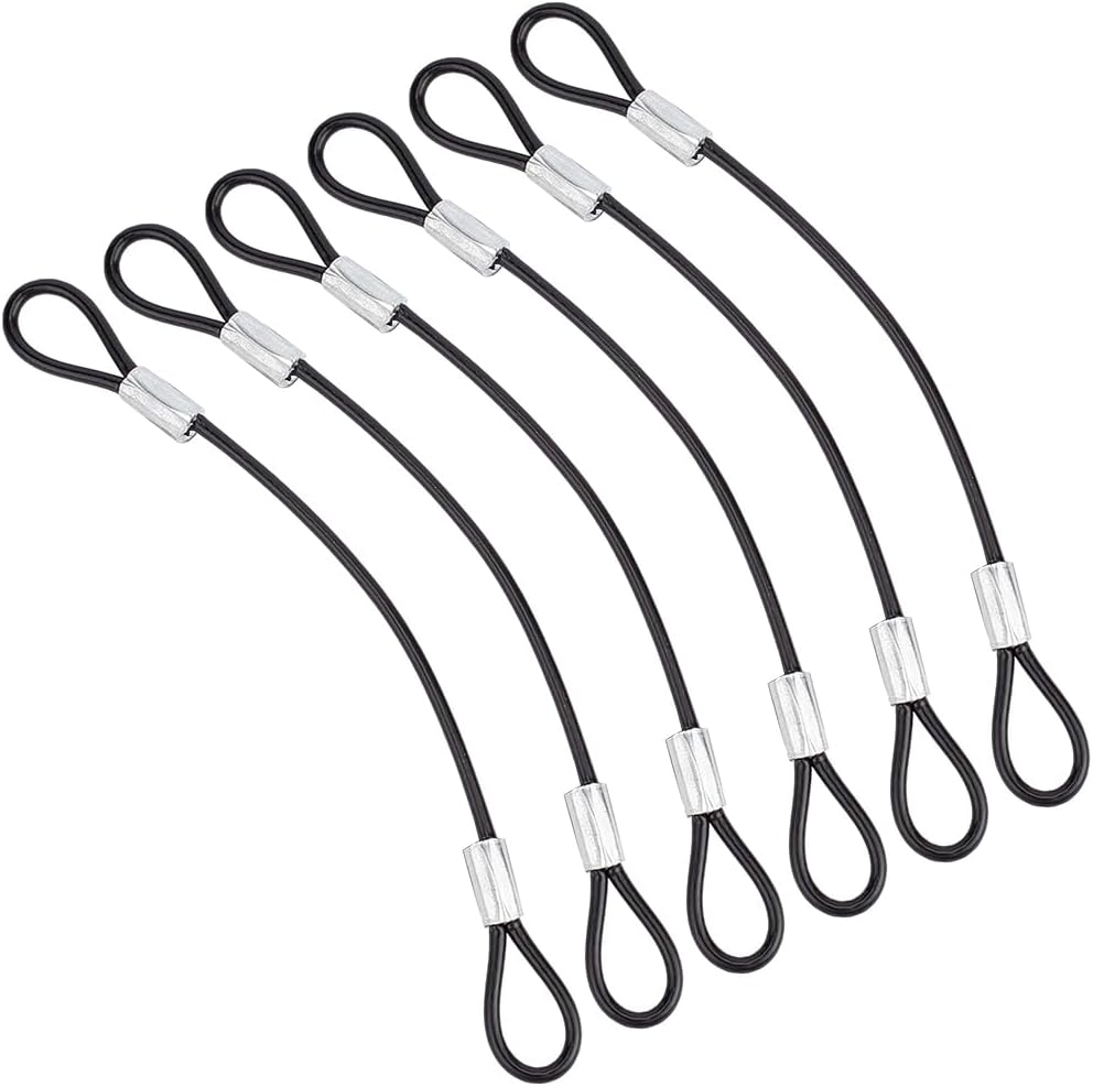 Stahlseil – 6er-pack – Schwarz – Doppelschlaufe – Tor- Und Zaunsicherung – 127 Mm
