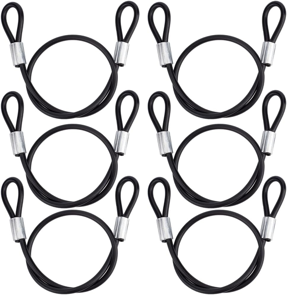 Diebstahlsicherungskabel – 6 Stück – Schwarz Beschichteter Stahl – Doppelschlaufe – Für Haus-, Garten- Und Fahrradsicherheit – 50 Cm X 5 Mm