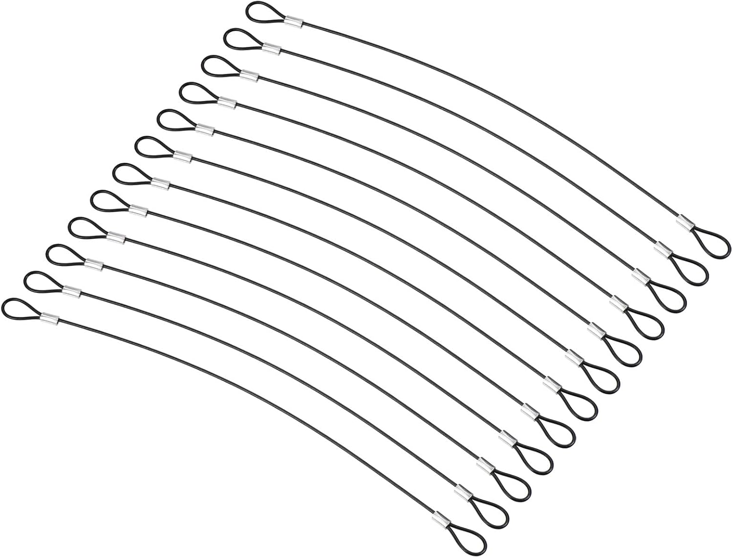 Sicherheitskabel – 12 Stück – 2 Mm Edelstahl – Doppelschlaufe – Gepäck-/fahrradbeleuchtung – Schwarz, 0,3 M