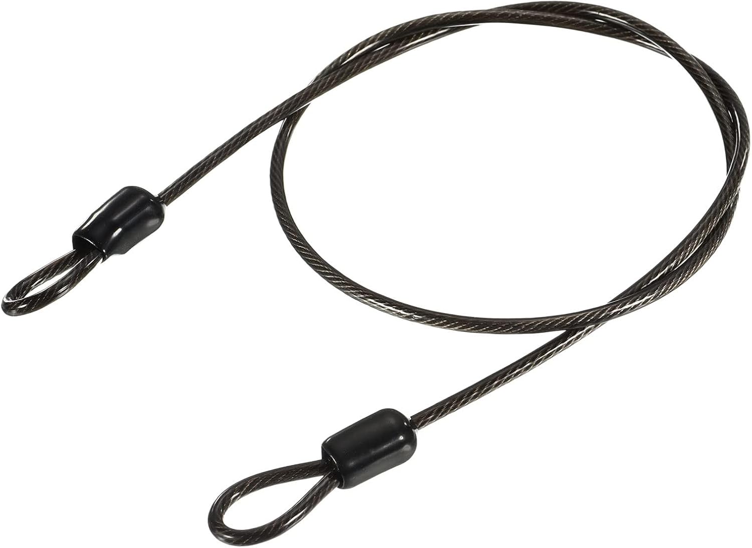 Sicherheitskabel – 1 Stück – Stahl Und Kunststoff – Flexible Doppelschlaufe – Für Fahrräder Und Gepäck – Schwarz, 2,5 Mm X 0,5 M