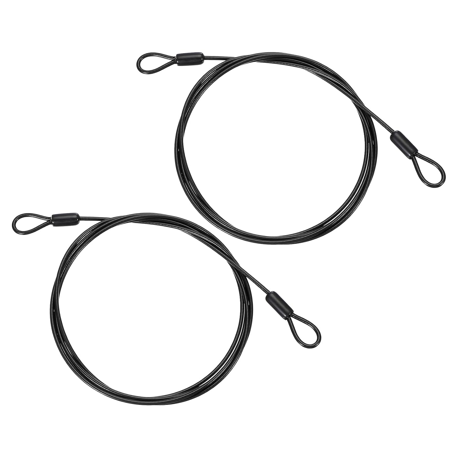 Sicherheitskabel – 2 Stück – Edelstahl Und Vinyl – Doppelschlaufe – Fahrrad Und Gepäck – Schwarz, 200 Cm