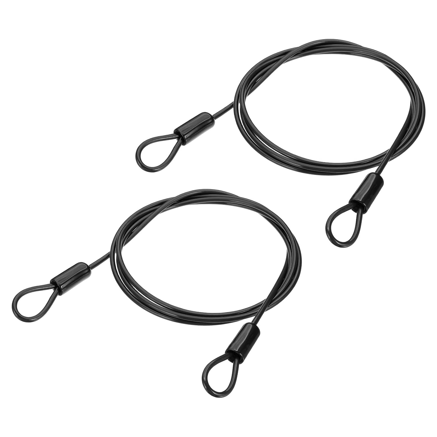 Sicherheitskabel – 2er-pack – Edelstahl Und Vinyl – Doppelschlaufe – Fahrrad Und Gepäck – Schwarz, 200 Cm