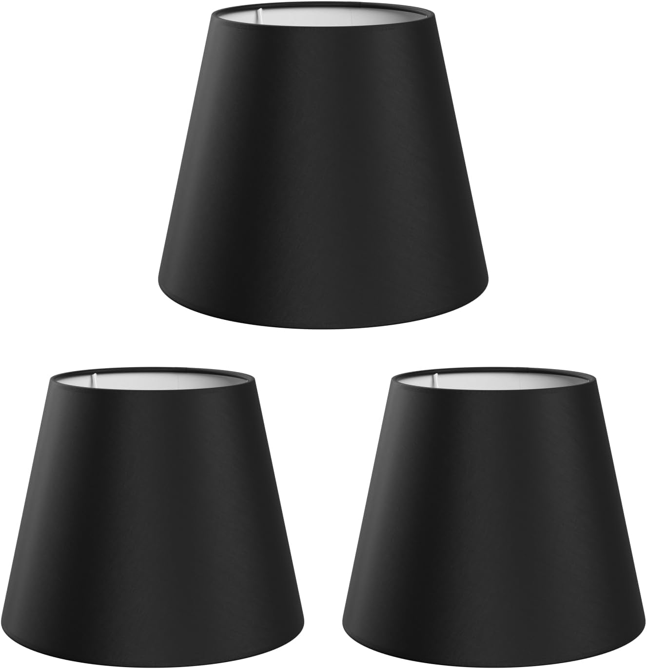 Lampenschirme – 3er-set – Schwarzer Leinenstoff – Klassisches Rundes Design – Für Tisch- Und Deckenleuchten – Durchmesser 200 Mm