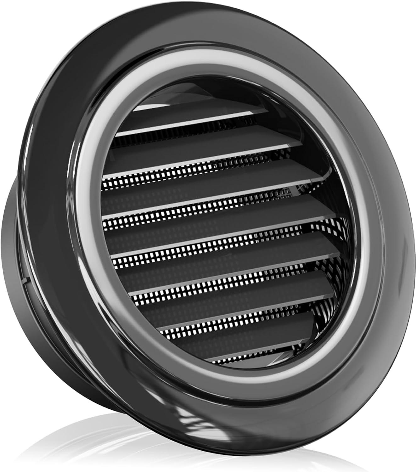 Rundes Lüftungsgitter 150 Mm – 1 Stück – Schwarzes Abs – Mit Integriertem Moskitonetz – Für Garage, Küche, Badezimmer