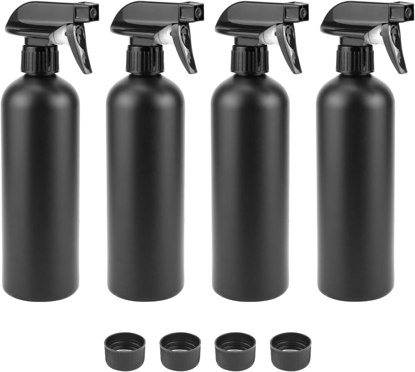 Sprühflasche – 4 Stück – Schwarzer Kunststoff – 500 Ml – Feiner Sprühnebel – Für Friseur, Gartenarbeit Und Reinigung