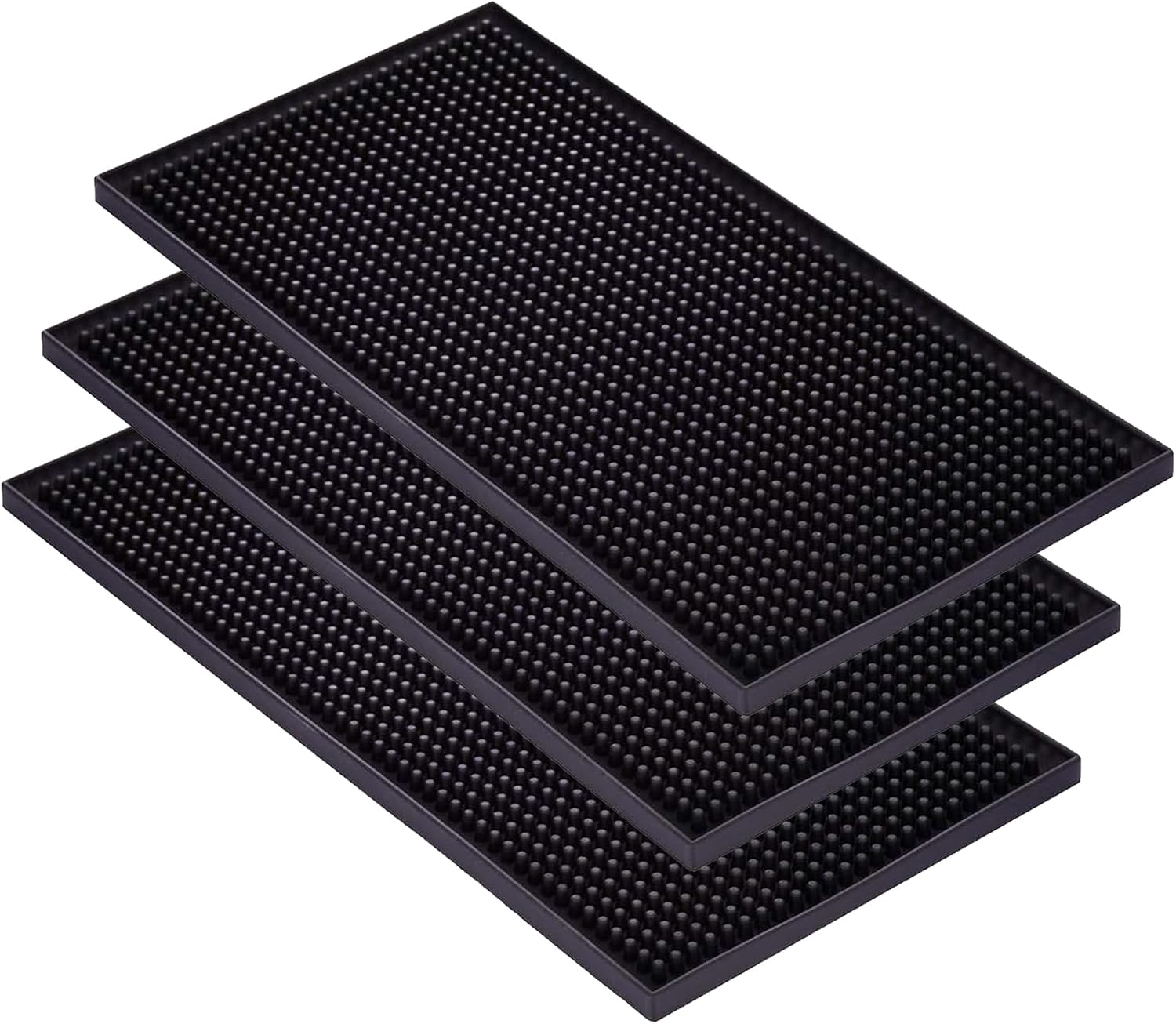 Barmatten – 3er-set – Gummi – Rutschfest Und Schnelltrocknend – Für Küche Und Restaurant – Schwarz, 30 X 15 Cm