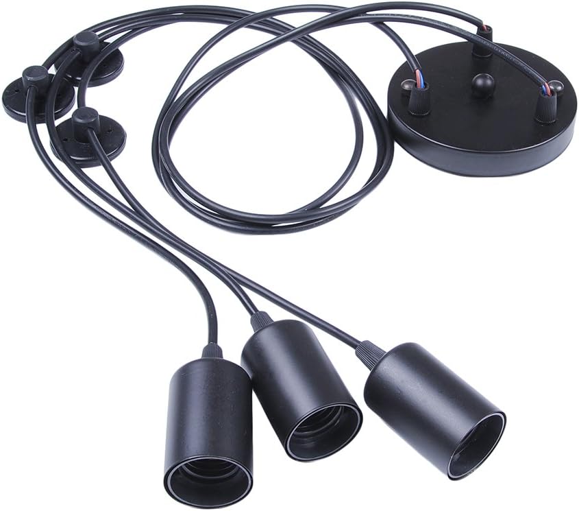 Industrielle Pendelleuchte – 3 Arme – Schwarzes Metall Und Drahtkäfig – Höhenverstellbar Bis 2 M – Küche, Wohnzimmer, Flur – Durchmesser 19,8 Cm