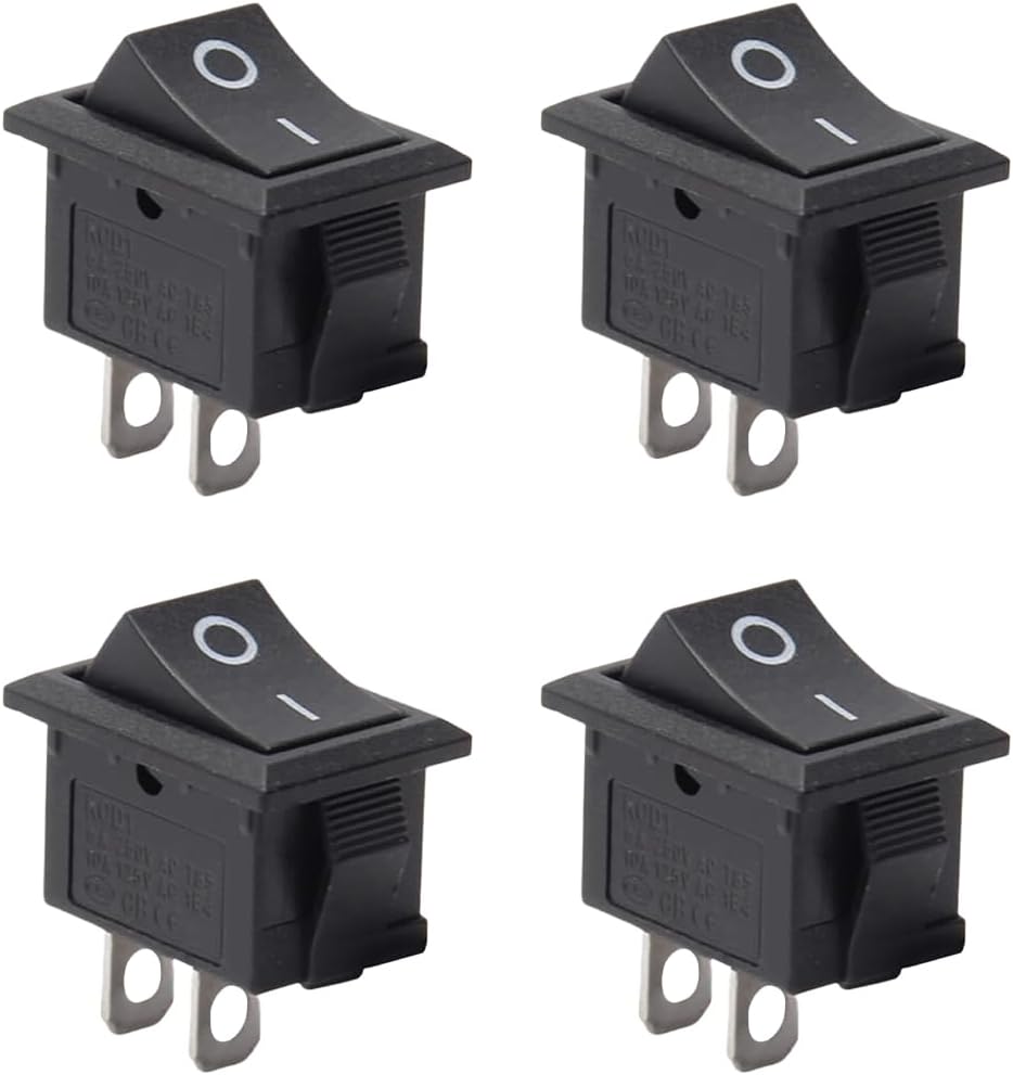 Mini-kippschalter, Schwarz, 2-polig, Ein/aus, Unterputzmontage, 250 V Wechselstrom, 6 A, Kompakt Für Elektronik- Und Haushaltsgeräte