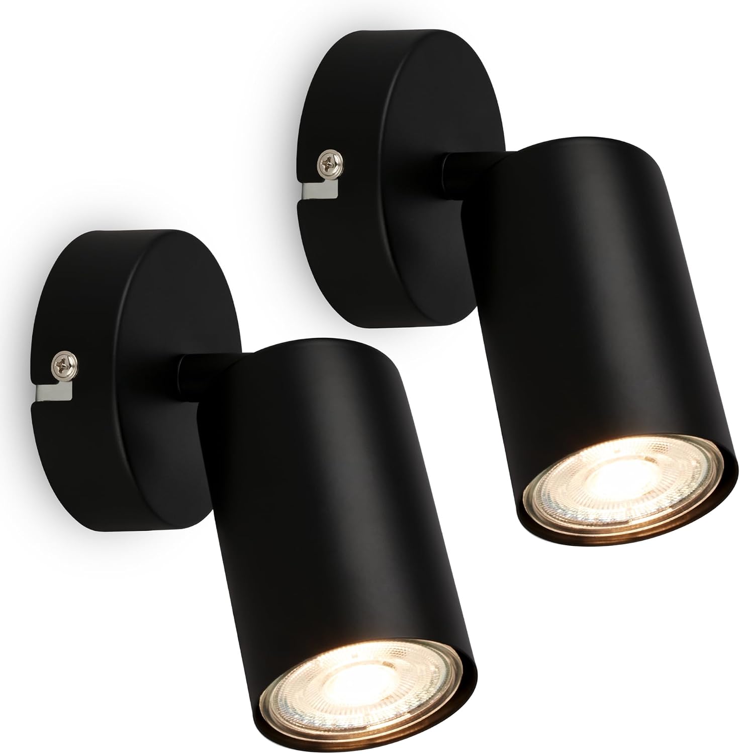 Set Mit 2 Verstellbaren Wandleuchten Aus Schwarzem Metall Mit Gu10-fassung, Max. 9 W, Für Die Innenbeleuchtung Im Wohn- Und Schlafzimmer