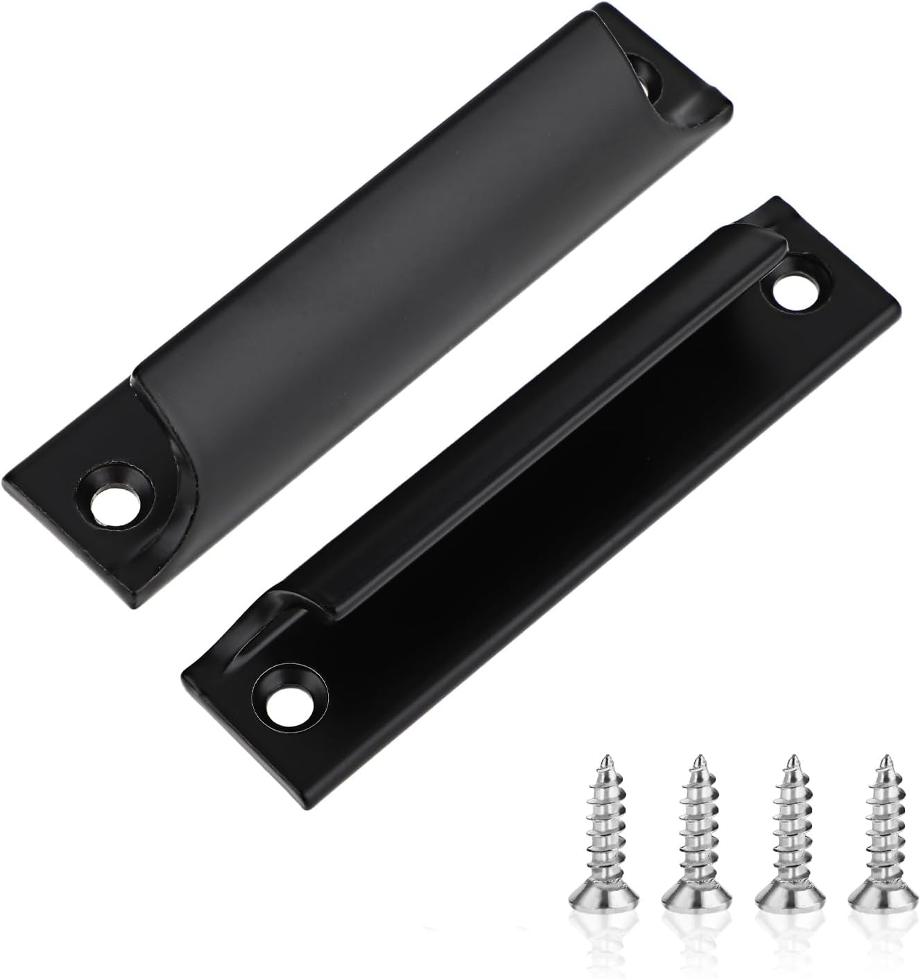 Set Mit 2 Schwarzen Schrankgriffen Aus Aluminiumlegierung, Gebogenes Design, Stabile Befestigung Für Küche Und Schublade