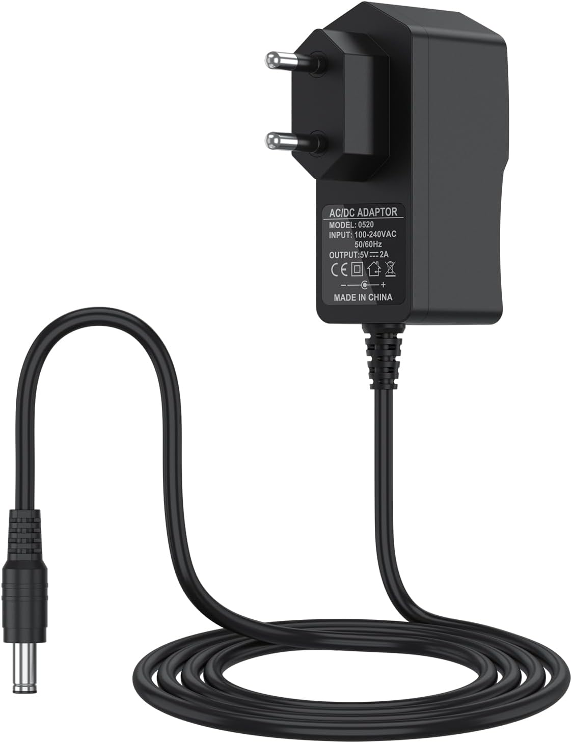 5v 2a Netzteil Mit Eu-stecker, Steckerabmessungen 5 Mm Außen, 2,1 Mm Innen, Ac/dc-adapter Für Android Tv Box Mxq Pro Mx9 H96 T95z X96, Europäischer Netzstecker (schwarz)