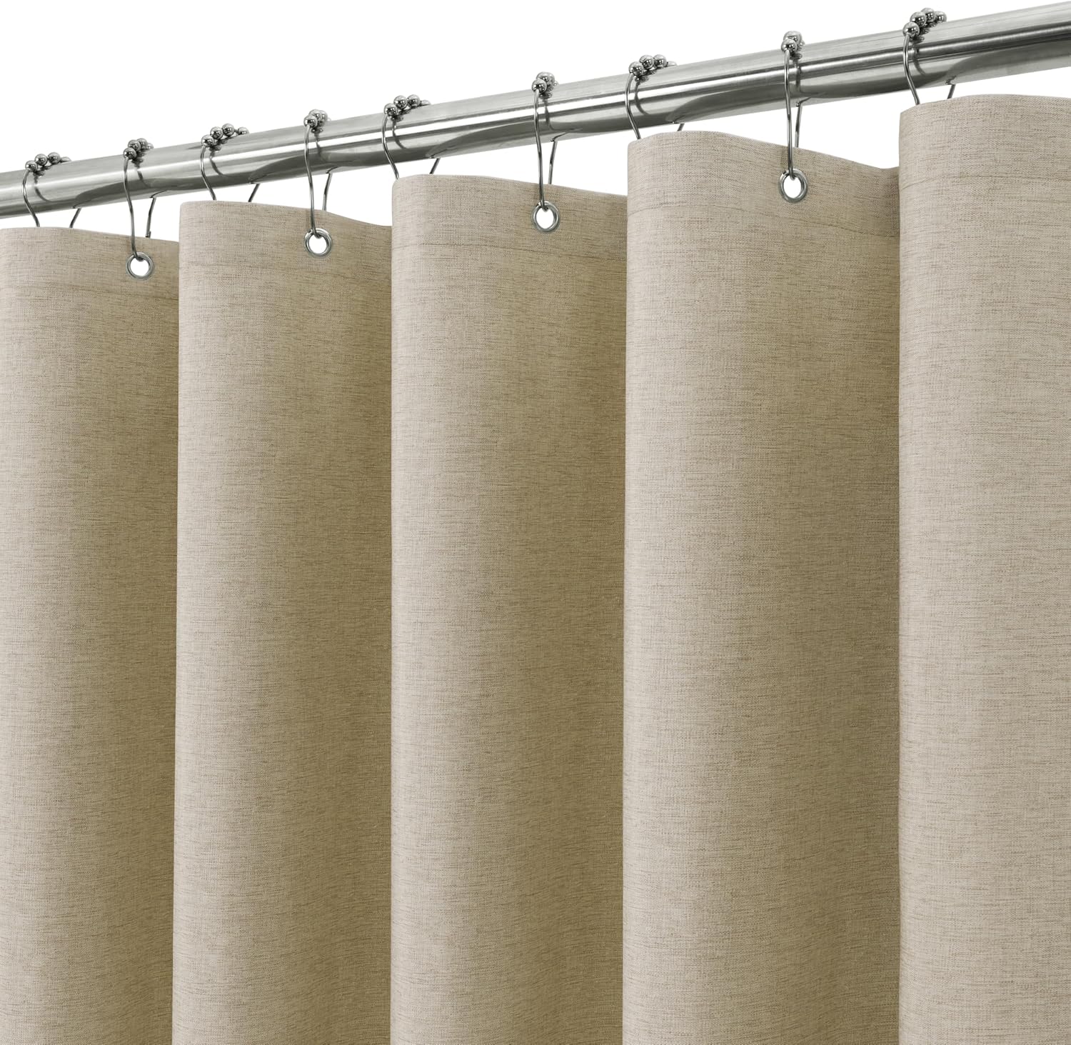 Duschvorhang – 1-teilig – Polyester In Leinenoptik – Wasserdicht Und Schimmelresistent – Für Badewanne/schrank – 152 X 214 Cm, Taupe