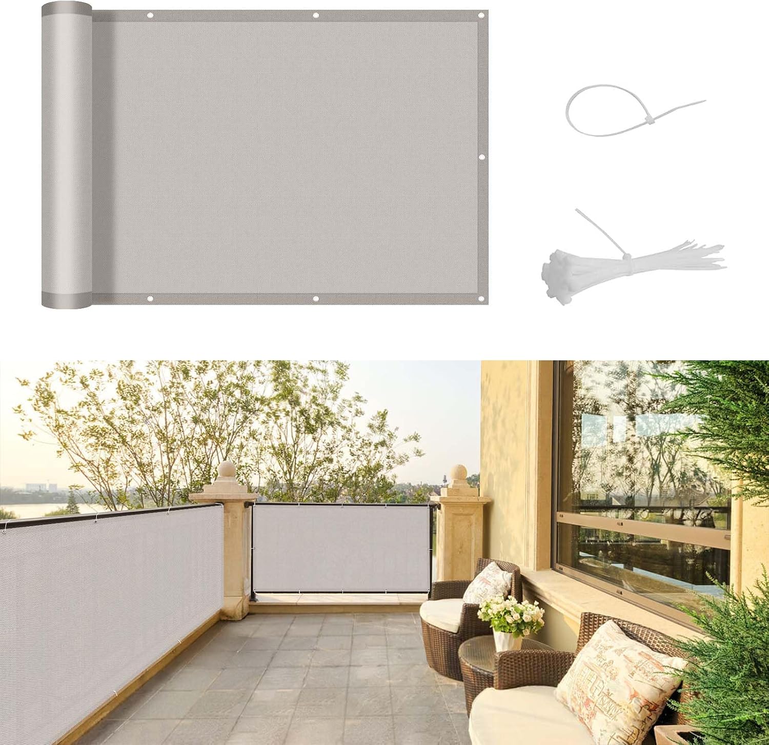 Balkon-sichtschutz – 1 Stück – Polyester – Uv-schutz Und Wasserdicht – Für Terrasse, Garten, Patio – 90 X 400 Cm, Taupe