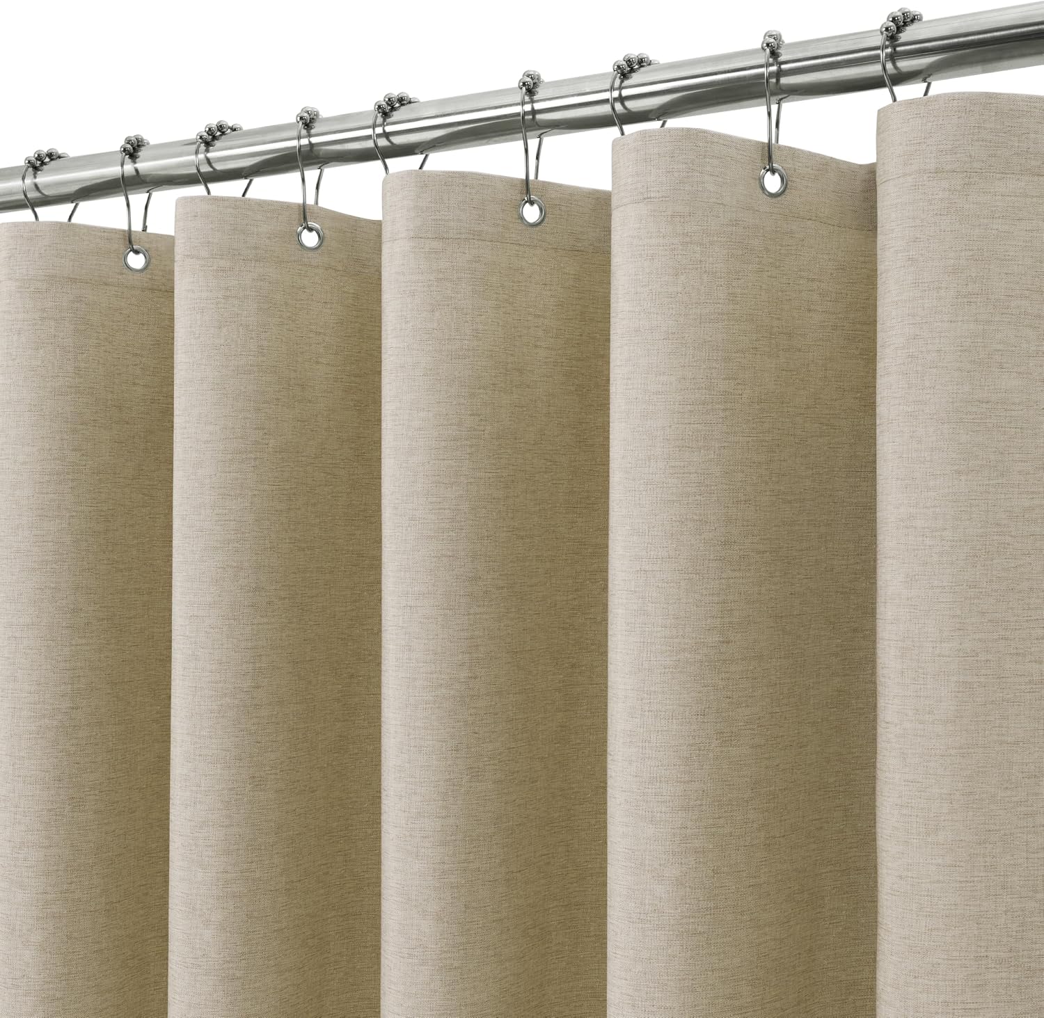 Duschvorhang – 1-teilig – Polyester In Leinenoptik – Wasserdicht Und Schimmelresistent – Für Badewanne Und Duschkabine – 182 X 198 Cm, Taupe