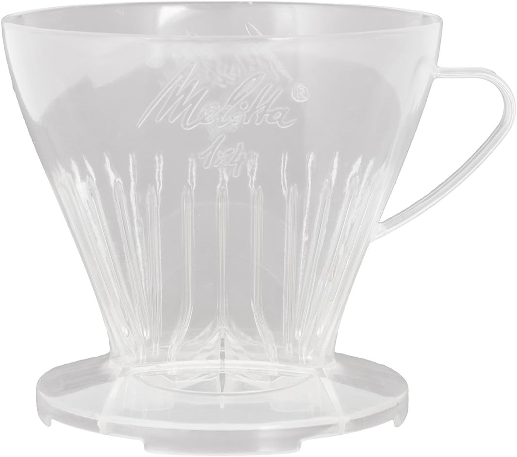 1x4 Transparenter Kaffeefilterhalter - 1 Stück - Kunststoff - Mit Messlöffel - Für Filtermaschinen